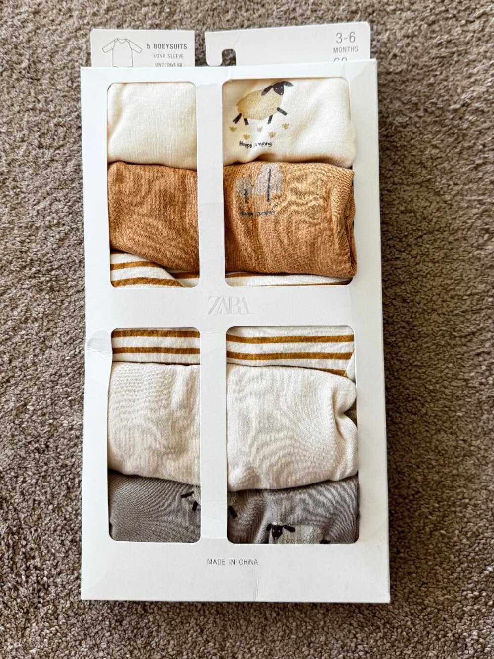 Zara Baby - 5 Pack of Long Sleeve Sheep Bodysuits - Picture 2 of 3